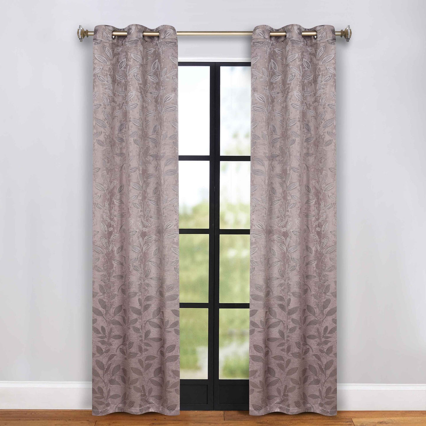 Leaves Room Darkening Grommet Blackout Curtain Panels. Set of 2