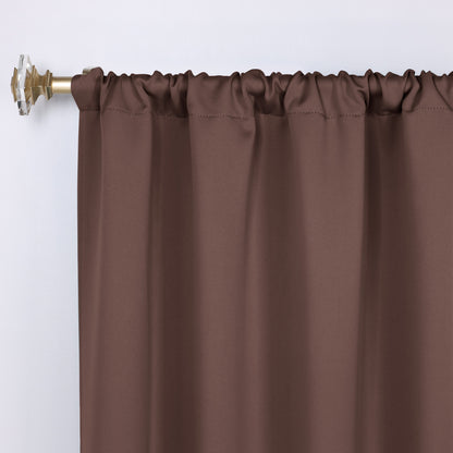 Solid Room Darkening Rod Pocket Blackout Curtain Panels. Set of 2