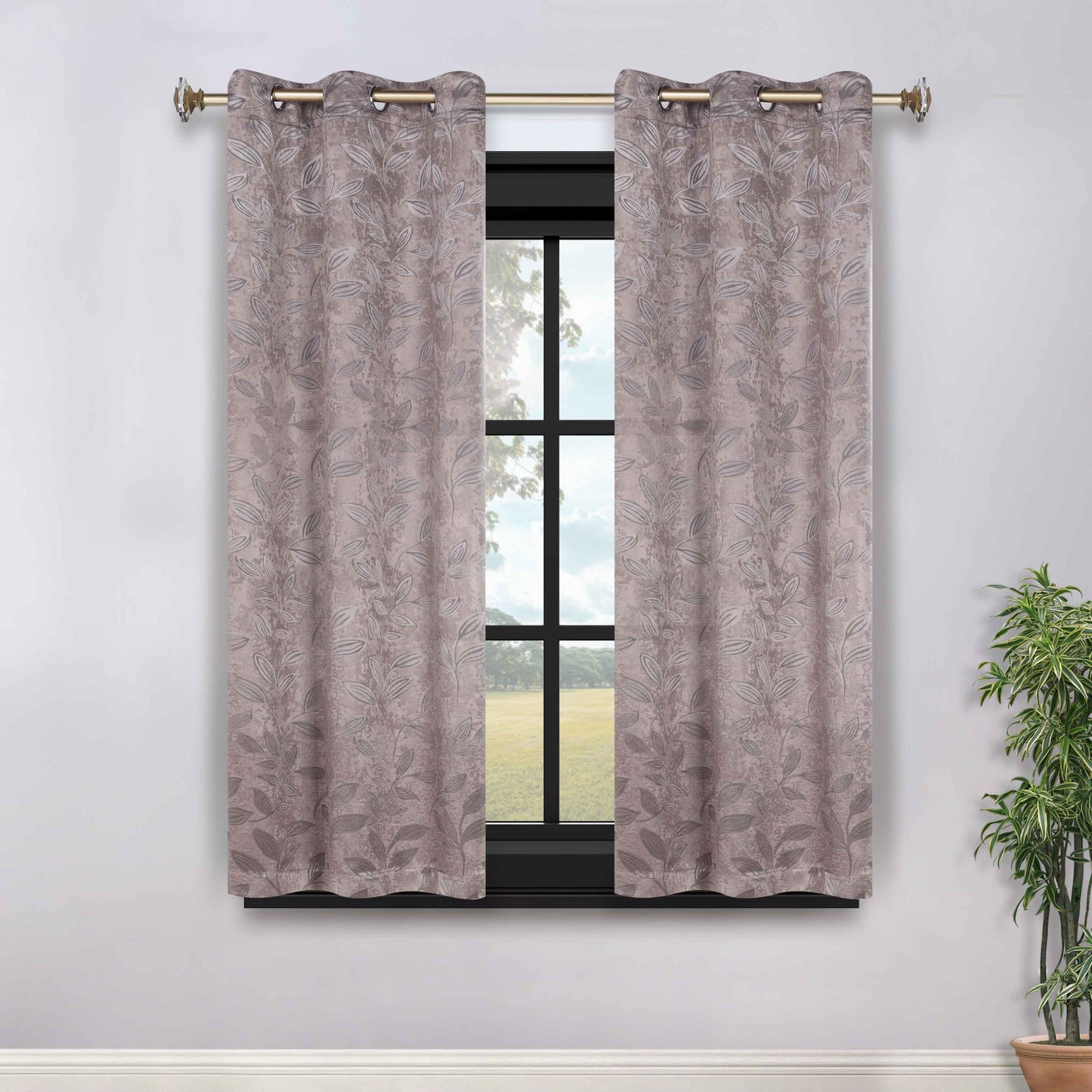 Leaves Room Darkening Grommet Blackout Curtain Panels. Set of 2