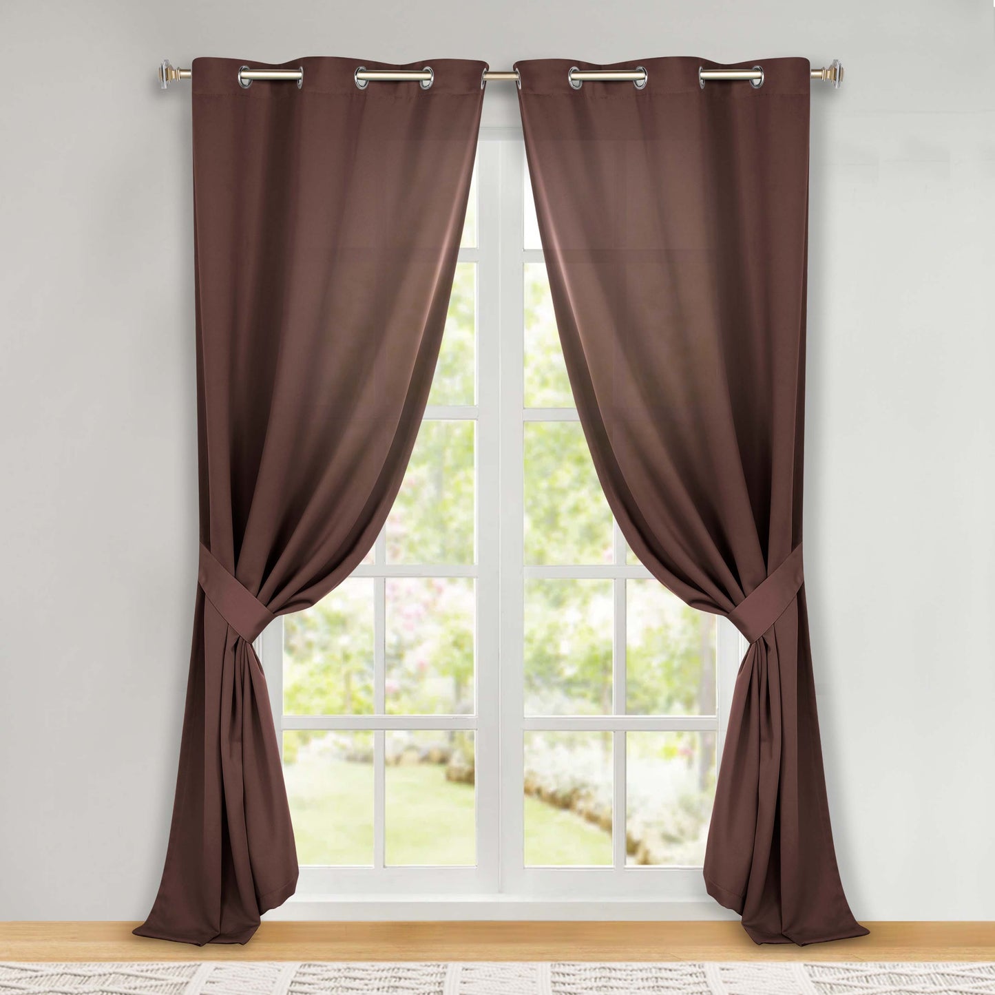 Classic Modern Solid Room Darkening Blackout Curtain Panels. Set of 2