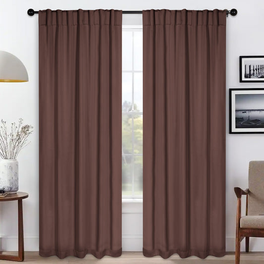Solid Room Darkening Blackout Curtain Panels. Back Tabs. Set of 2