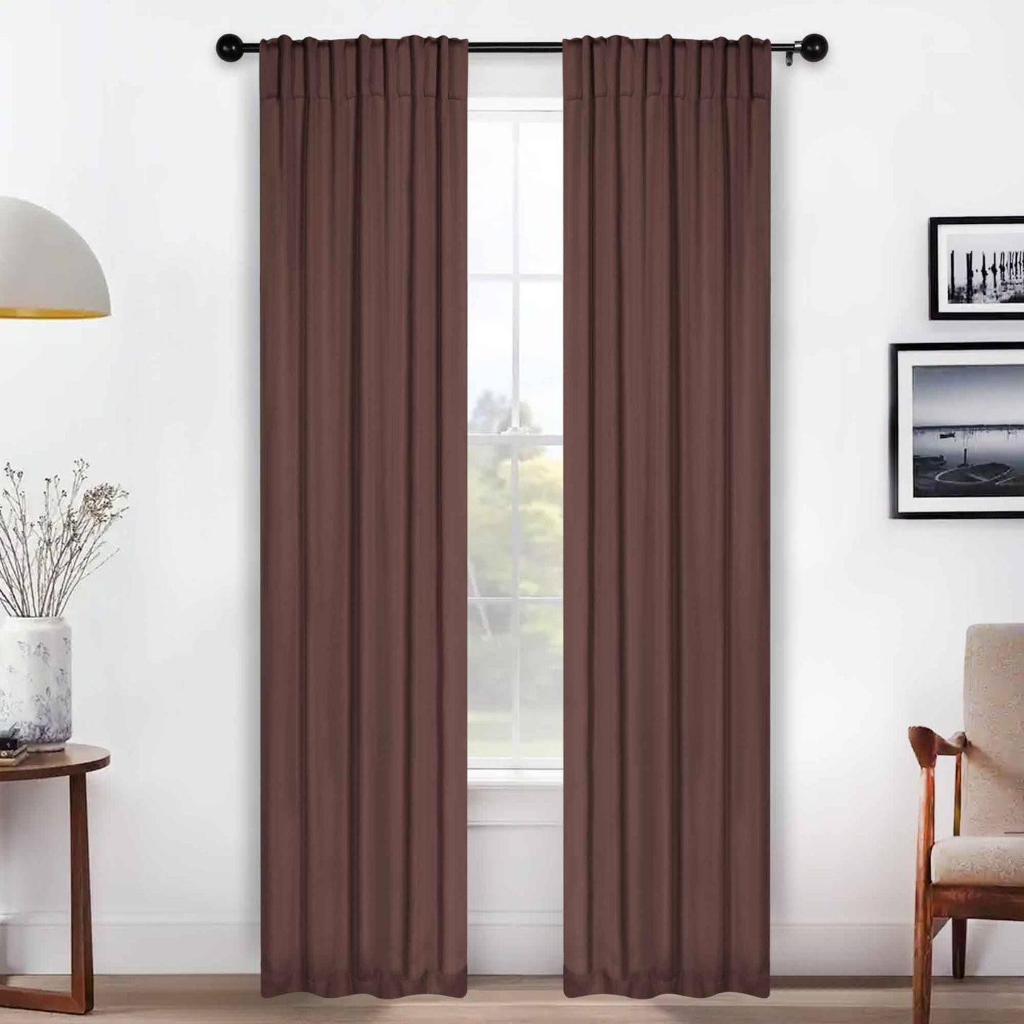 Solid Room Darkening Blackout Curtain Panels. Back Tabs. Set of 2