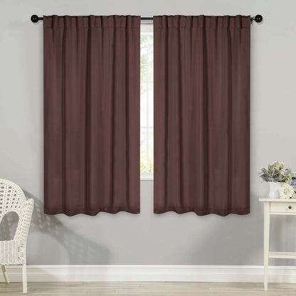Solid Room Darkening Blackout Curtain Panels. Back Tabs. Set of 2