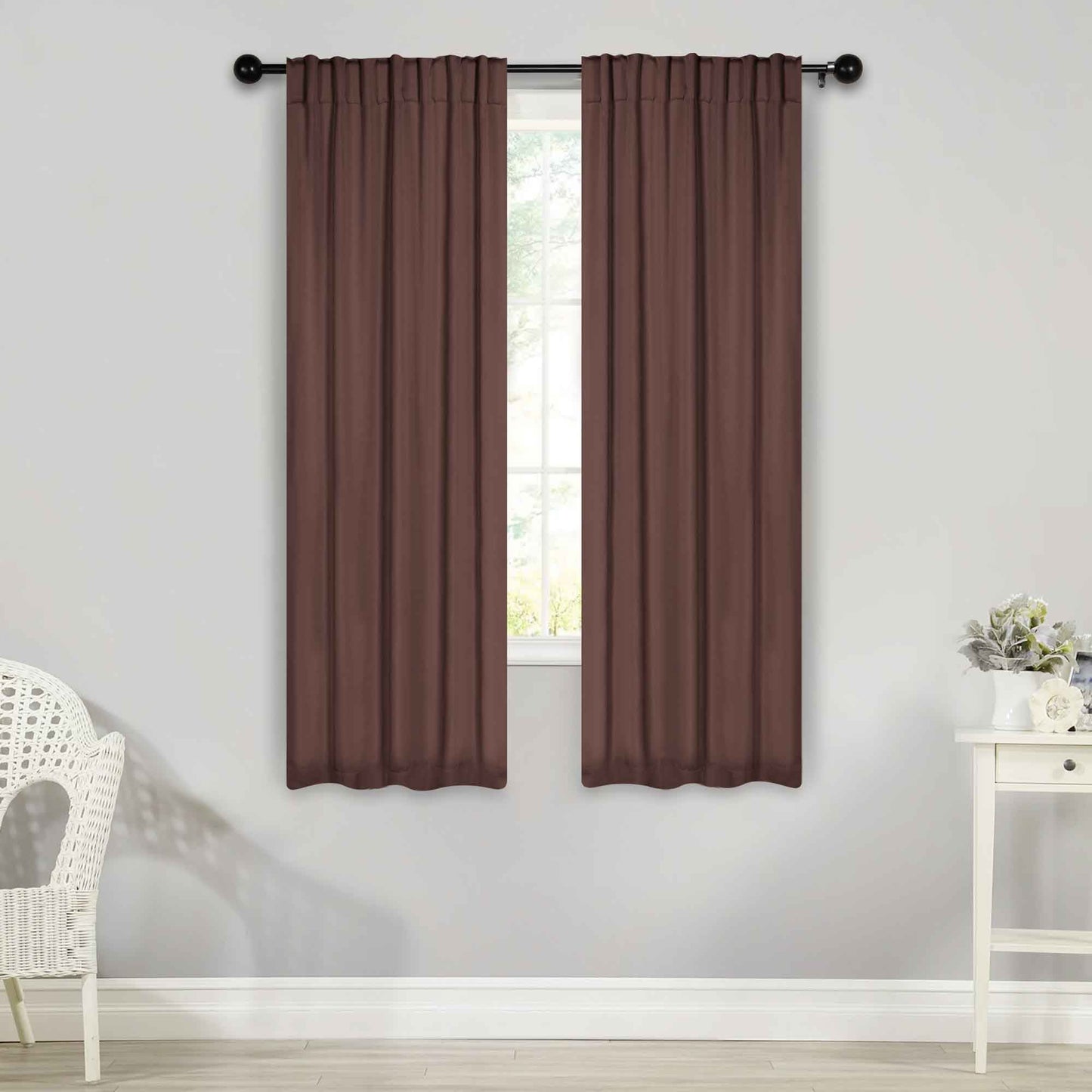 Solid Room Darkening Blackout Curtain Panels. Back Tabs. Set of 2