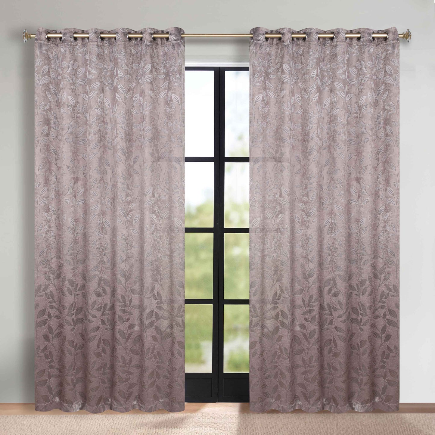 Leaves Room Darkening Grommet Blackout Curtain Panels. Set of 2