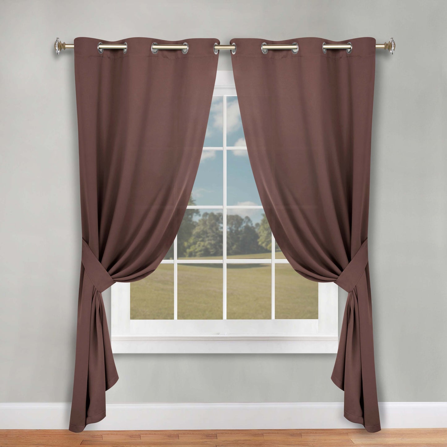 Classic Modern Solid Room Darkening Blackout Curtain Panels. Set of 2
