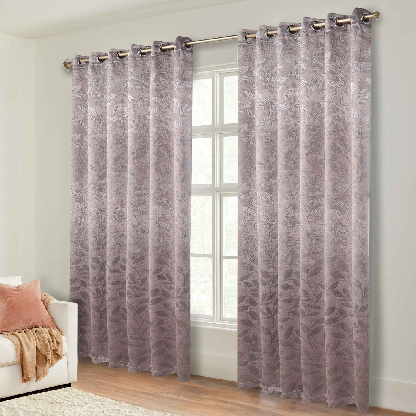 Leaves Room Darkening Grommet Blackout Curtain Panels. Set of 2