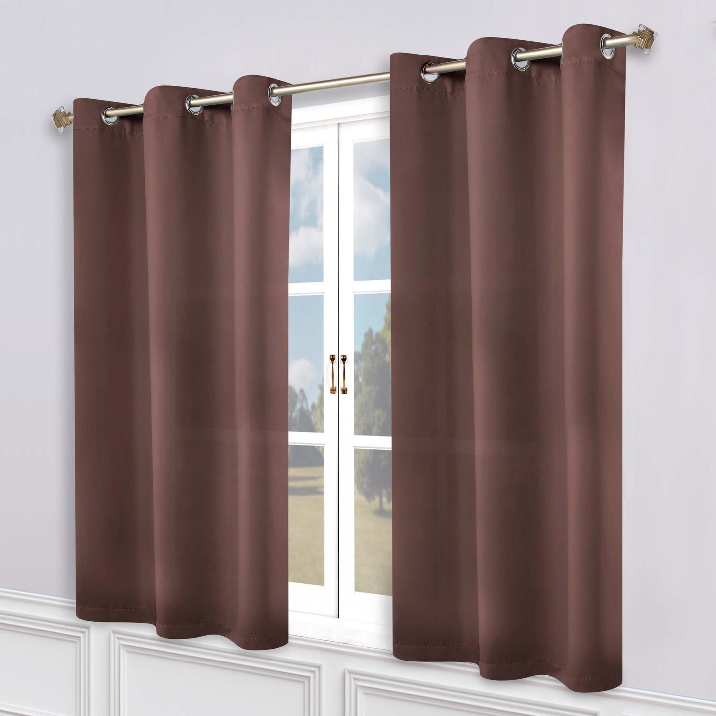 Classic Modern Solid Room Darkening Blackout Curtain Panels. Set of 2