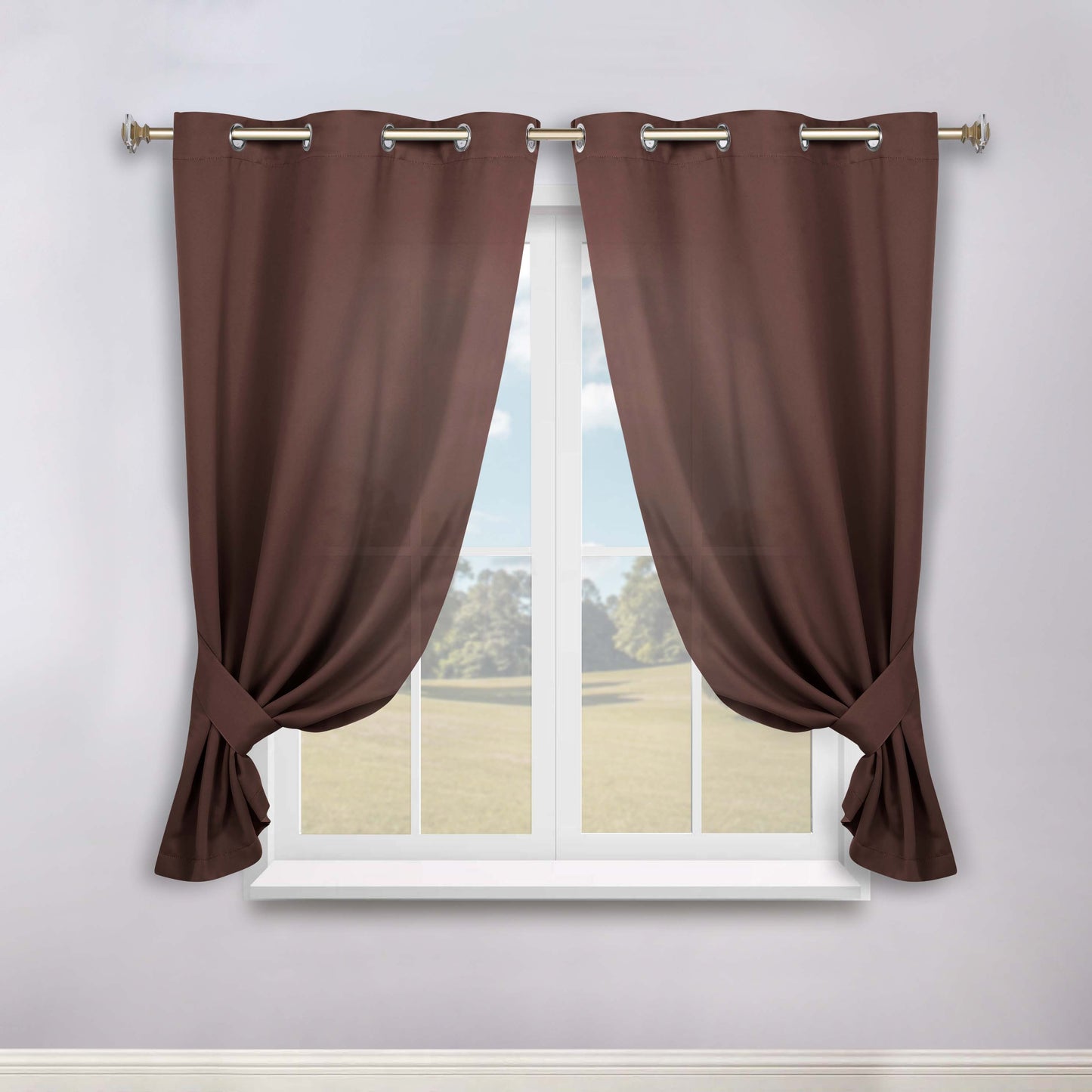 Classic Modern Solid Room Darkening Blackout Curtain Panels. Set of 2