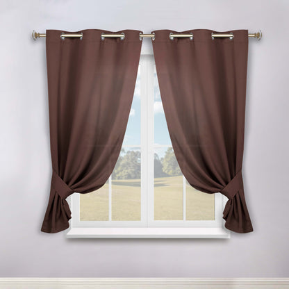 Classic Modern Solid Room Darkening Blackout Curtain Panels. Set of 2
