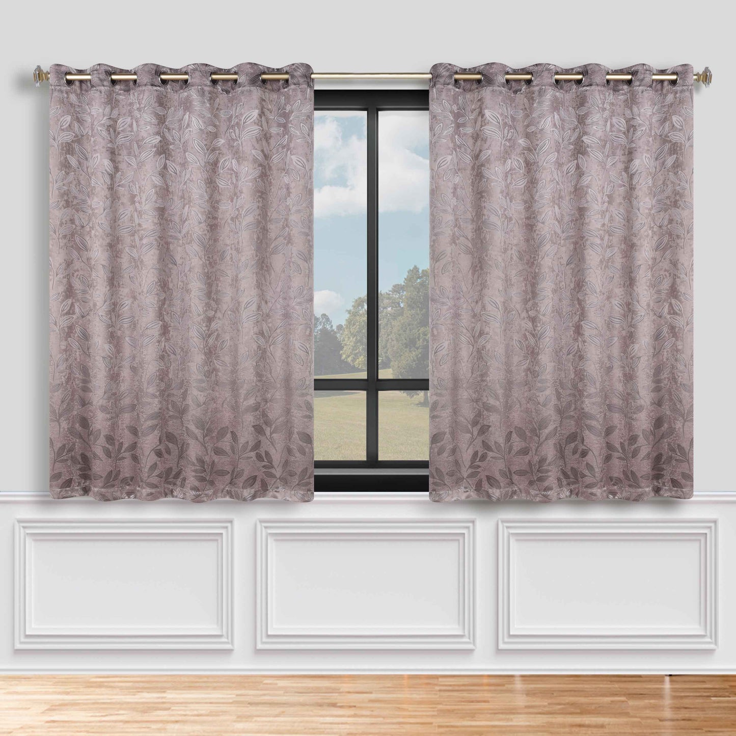 Leaves Room Darkening Grommet Blackout Curtain Panels. Set of 2