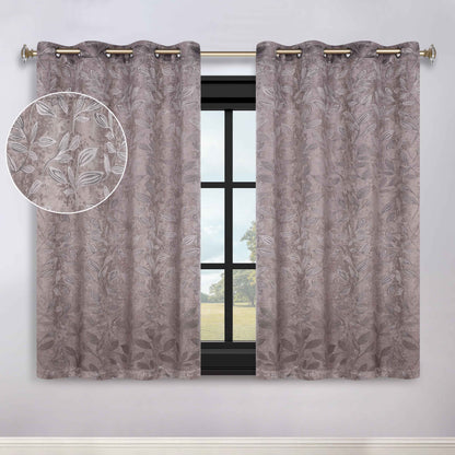 Leaves Room Darkening Grommet Blackout Curtain Panels. Set of 2