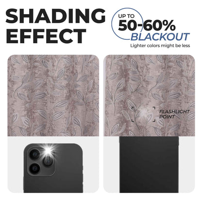Leaves Room Darkening Washable Blackout Curtain Panels. Set of 2