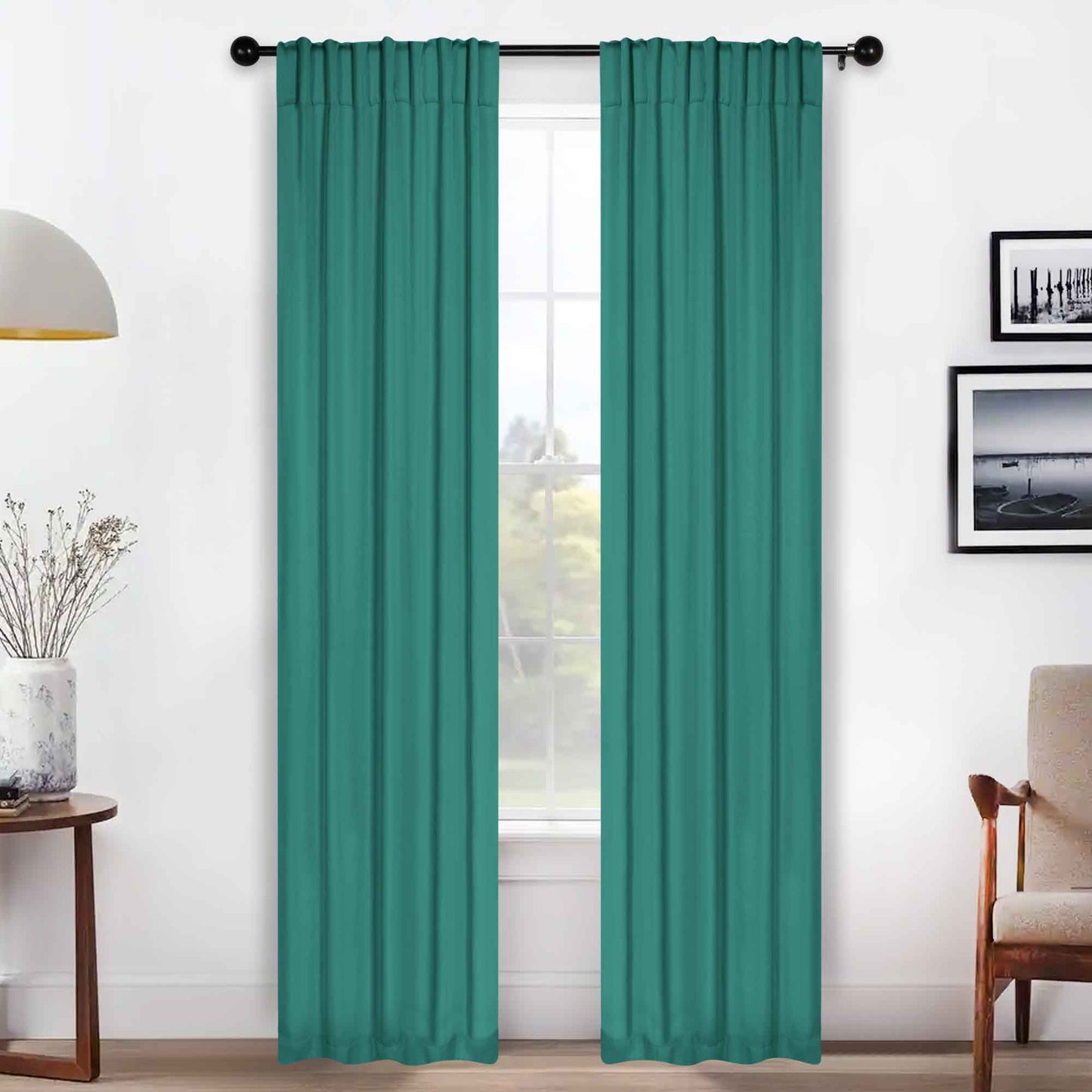 Solid Room Darkening Blackout Curtain Panels. Back Tabs. Set of 2