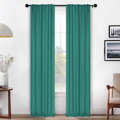 Solid Room Darkening Blackout Curtain Panels. Back Tabs. Set of 2