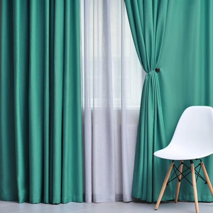 Solid Machine Washable Room Darkening Blackout Curtains. Set of 2