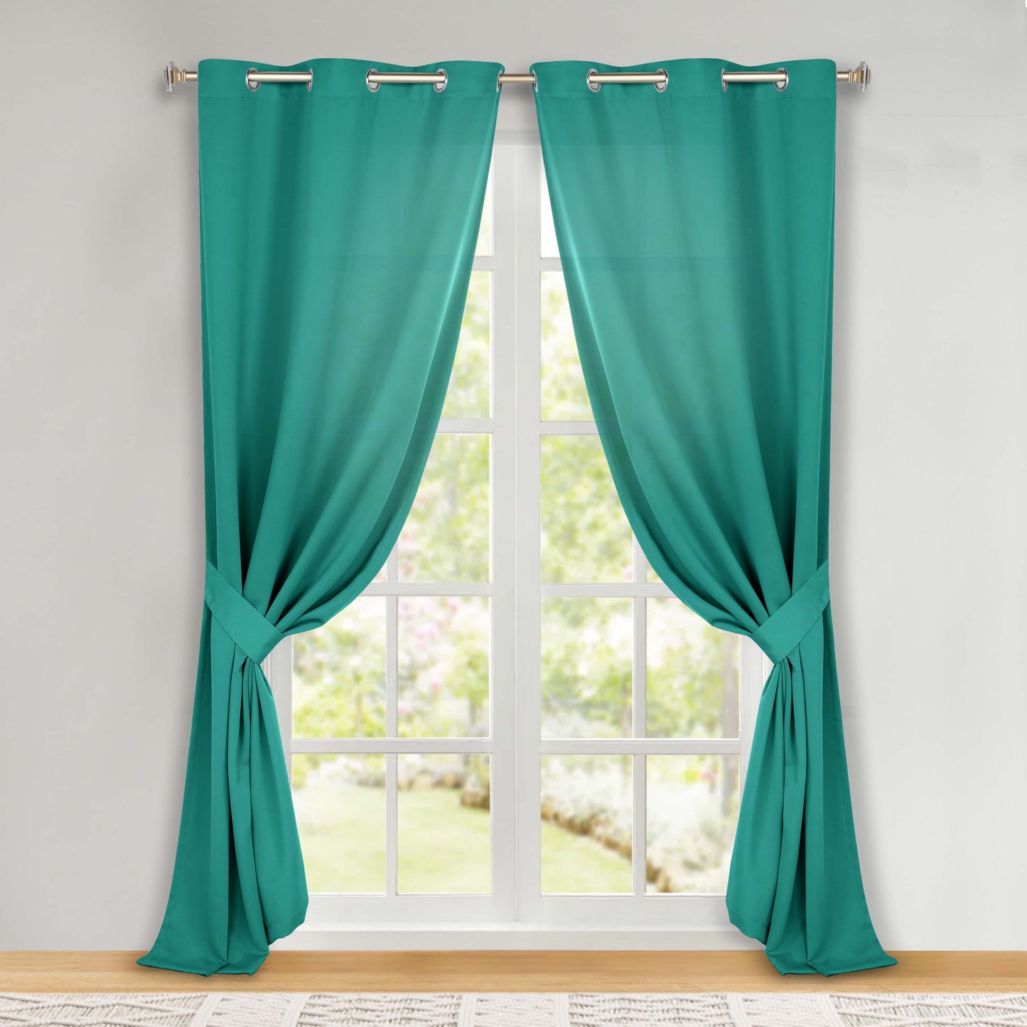 Classic Modern Solid Room Darkening Blackout Curtain Panels. Set of 2
