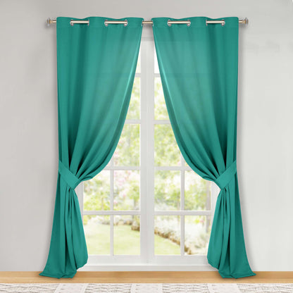 Classic Modern Solid Room Darkening Blackout Curtain Panels. Set of 2