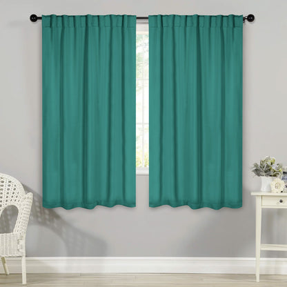 Solid Room Darkening Blackout Curtain Panels. Back Tabs. Set of 2