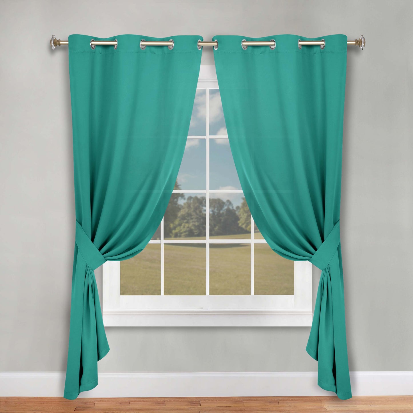 Classic Modern Solid Room Darkening Blackout Curtain Panels. Set of 2