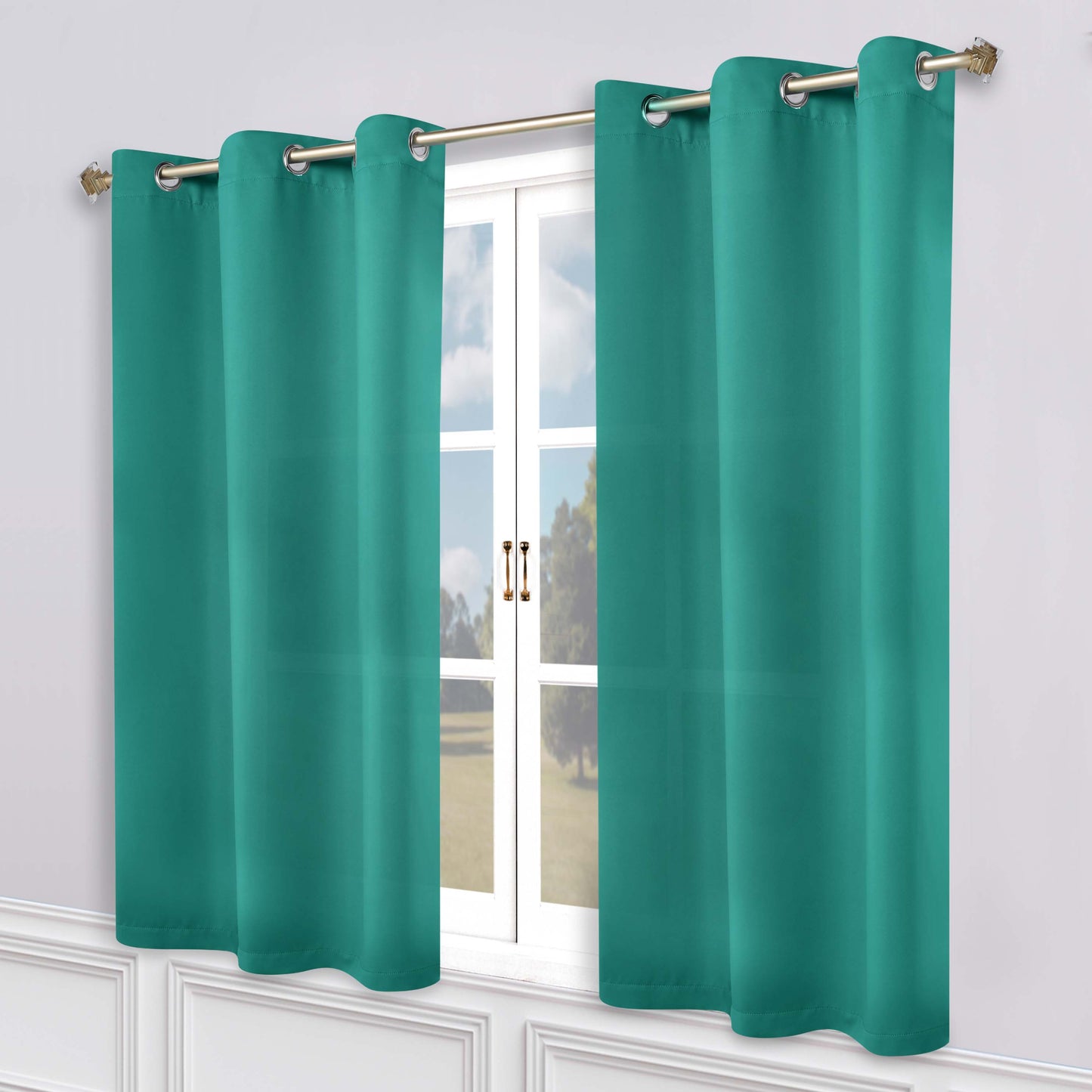 Classic Modern Solid Room Darkening Blackout Curtain Panels. Set of 2