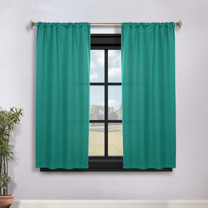 Solid Room Darkening Rod Pocket Blackout Curtain Panels. Set of 2