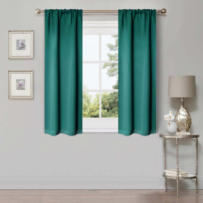 Solid Room Darkening Rod Pocket Blackout Curtain Panels. Set of 2