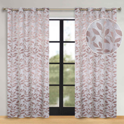 Leaves Room Darkening Washable Blackout Curtain Panels. Set of 2