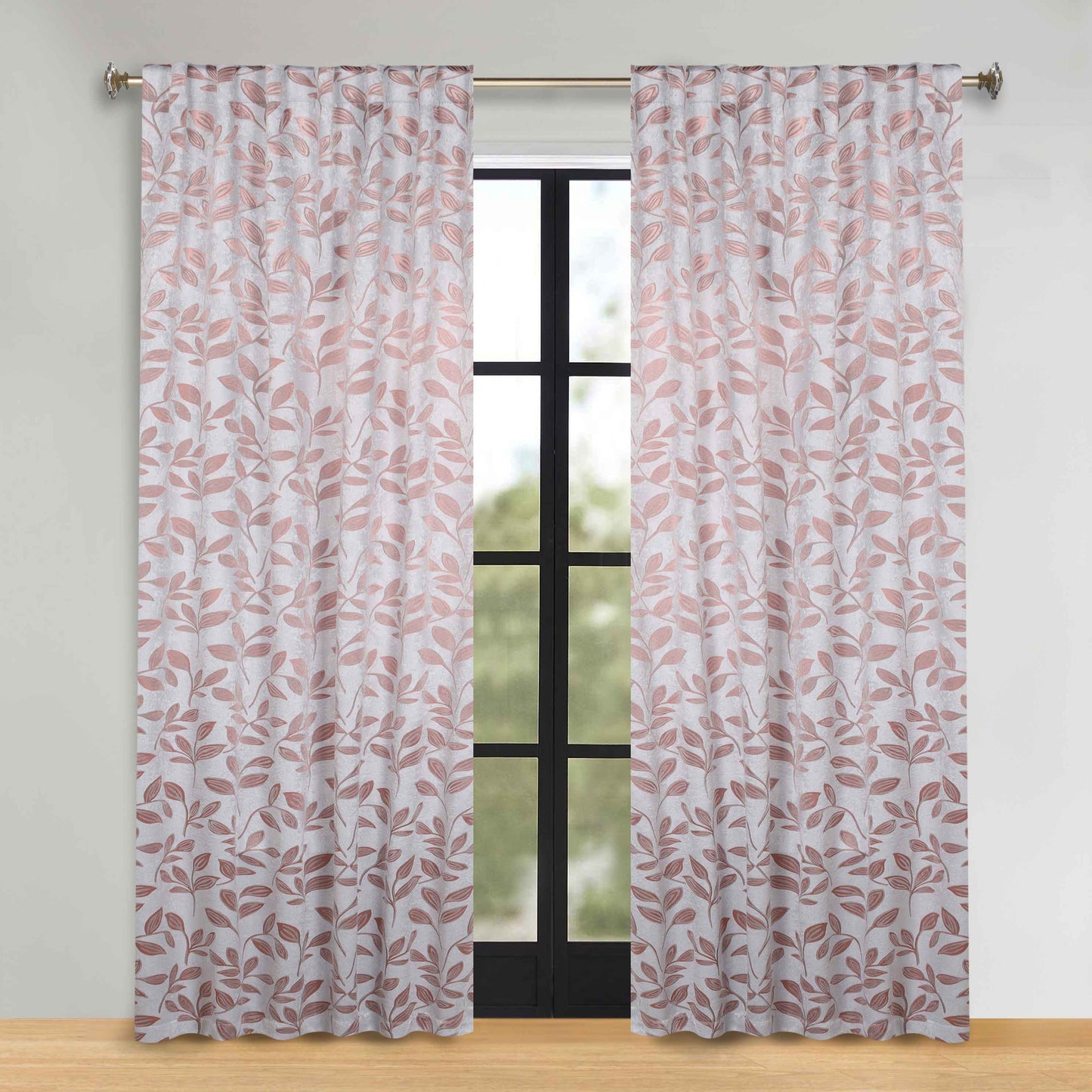 Leaves Room Darkening Back Tabs Blackout Curtain Panels. Set of 2