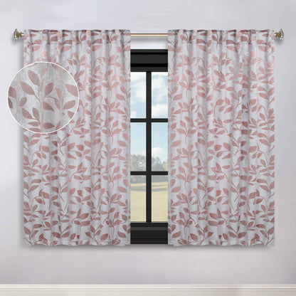 Leaves Room Darkening Back Tabs Blackout Curtain Panels. Set of 2