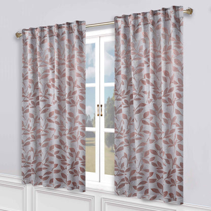 Leaves Room Darkening Back Tabs Blackout Curtain Panels. Set of 2