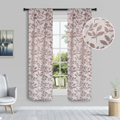 Leaves Room Darkening Washable Blackout Curtain Panels. Set of 2