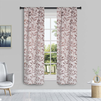 Leaves Room Darkening Washable Blackout Curtain Panels. Set of 2