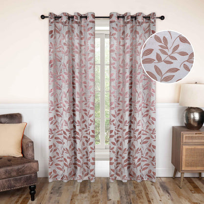 Leaves Machine Washable Room Darkening Blackout Curtains. Set of 2