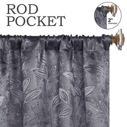 Leaves Room Darkening Washable Blackout Curtain Panels. Set of 2