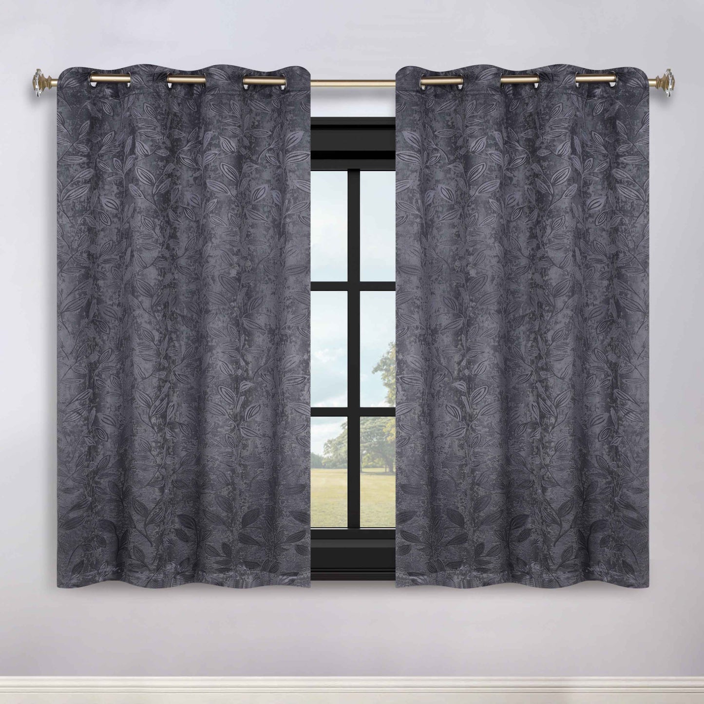 Leaves Room Darkening Grommet Blackout Curtain Panels. Set of 2