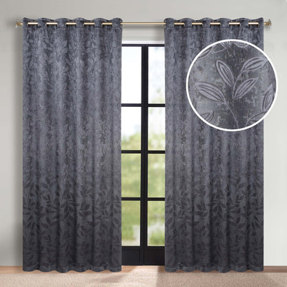 Leaves Room Darkening Grommet Blackout Curtain Panels. Set of 2