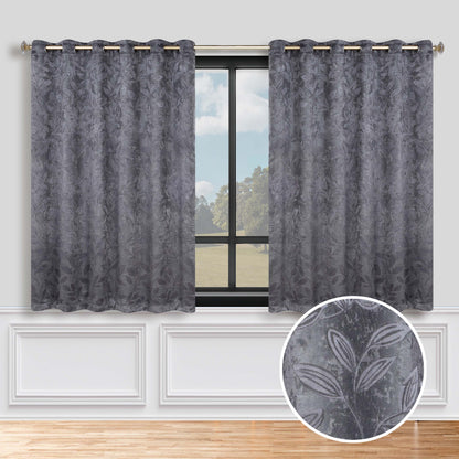 Leaves Room Darkening Grommet Blackout Curtain Panels. Set of 2