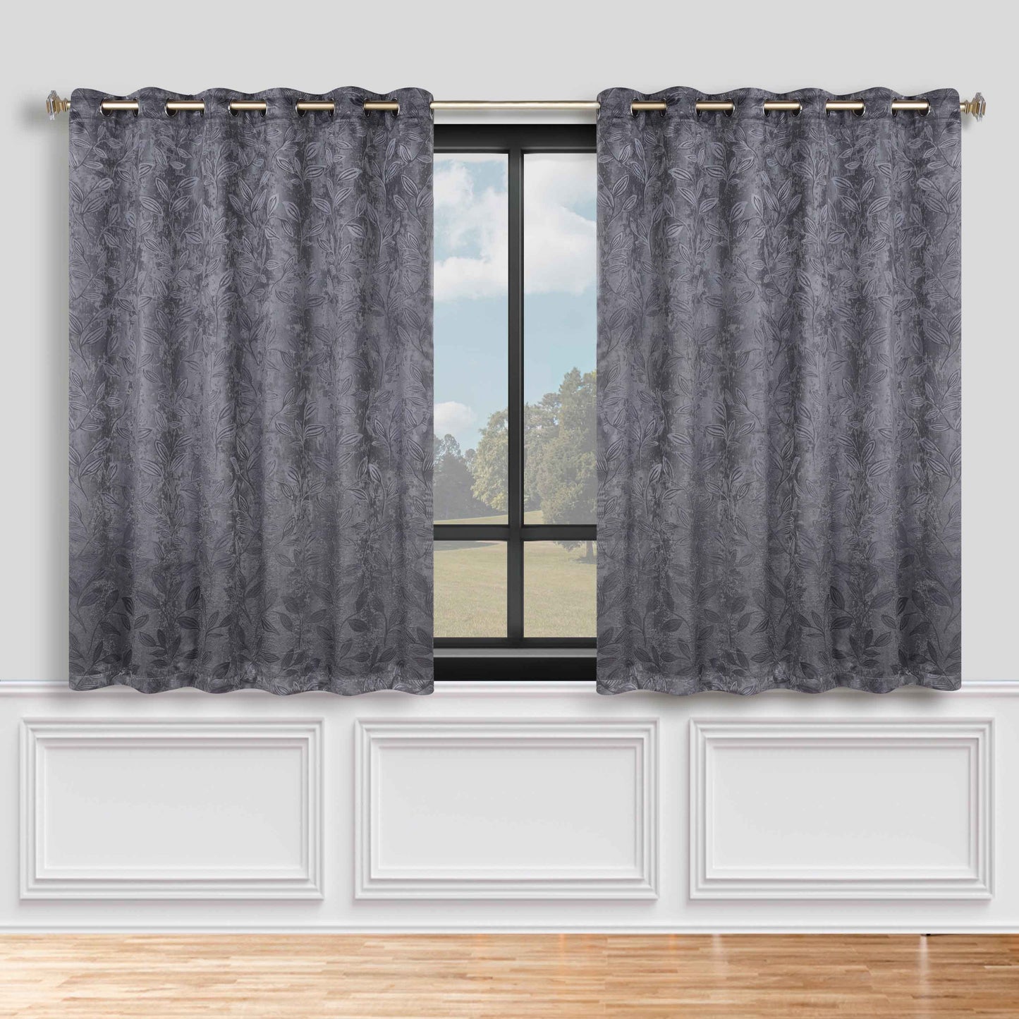 Leaves Room Darkening Grommet Blackout Curtain Panels. Set of 2