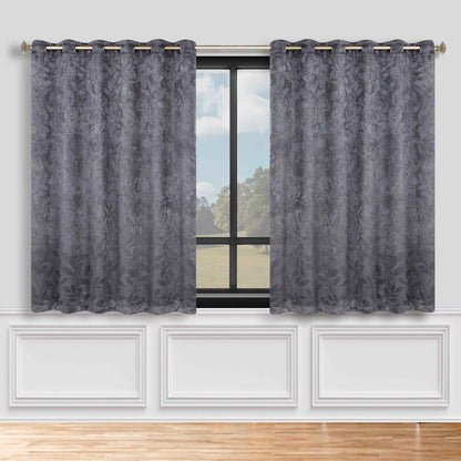 Leaves Room Darkening Grommet Blackout Curtain Panels. Set of 2