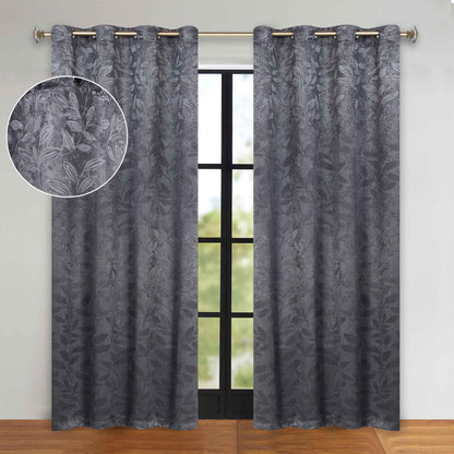 Leaves Room Darkening Grommet Blackout Curtain Panels. Set of 2