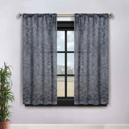 Leaves Room Darkening Washable Blackout Curtain Panels. Set of 2
