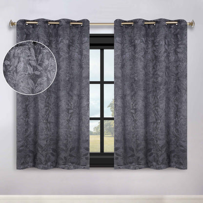 Leaves Room Darkening Grommet Blackout Curtain Panels. Set of 2