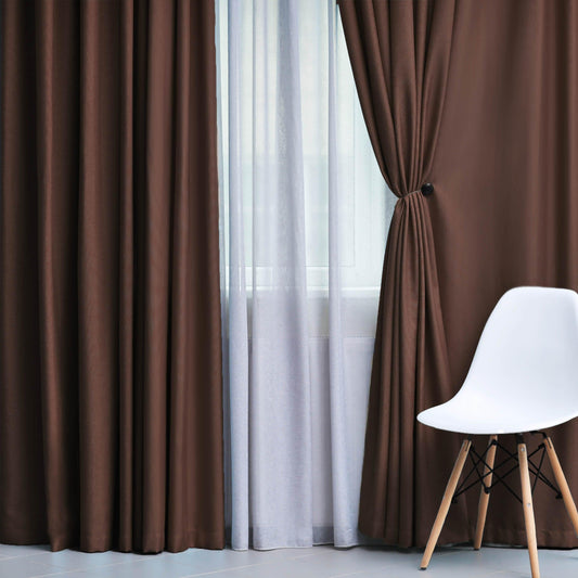 Solid Machine Washable Room Darkening Blackout Curtains. Set of 2