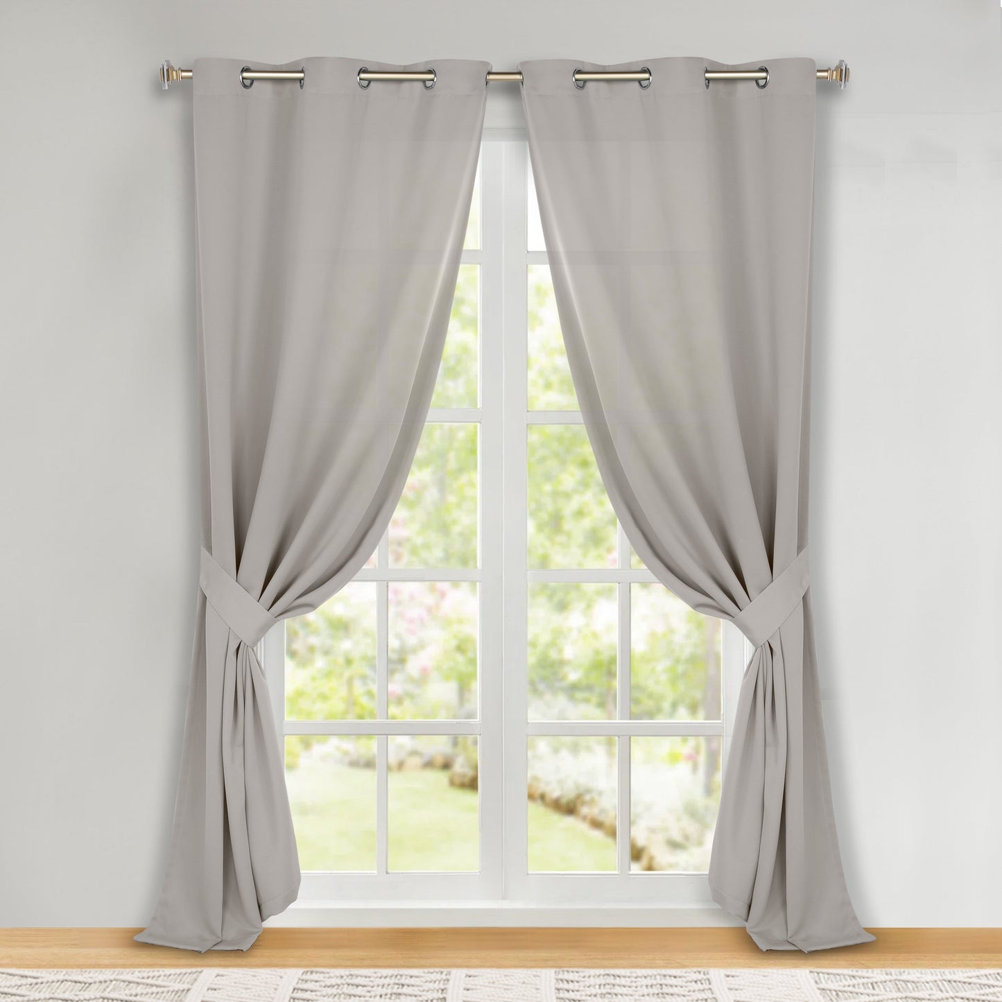 Classic Modern Solid Room Darkening Blackout Curtain Panels. Set of 2