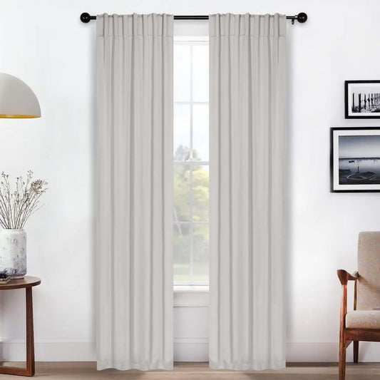 Solid Room Darkening Blackout Curtain Panels. Back Tabs. Set of 2