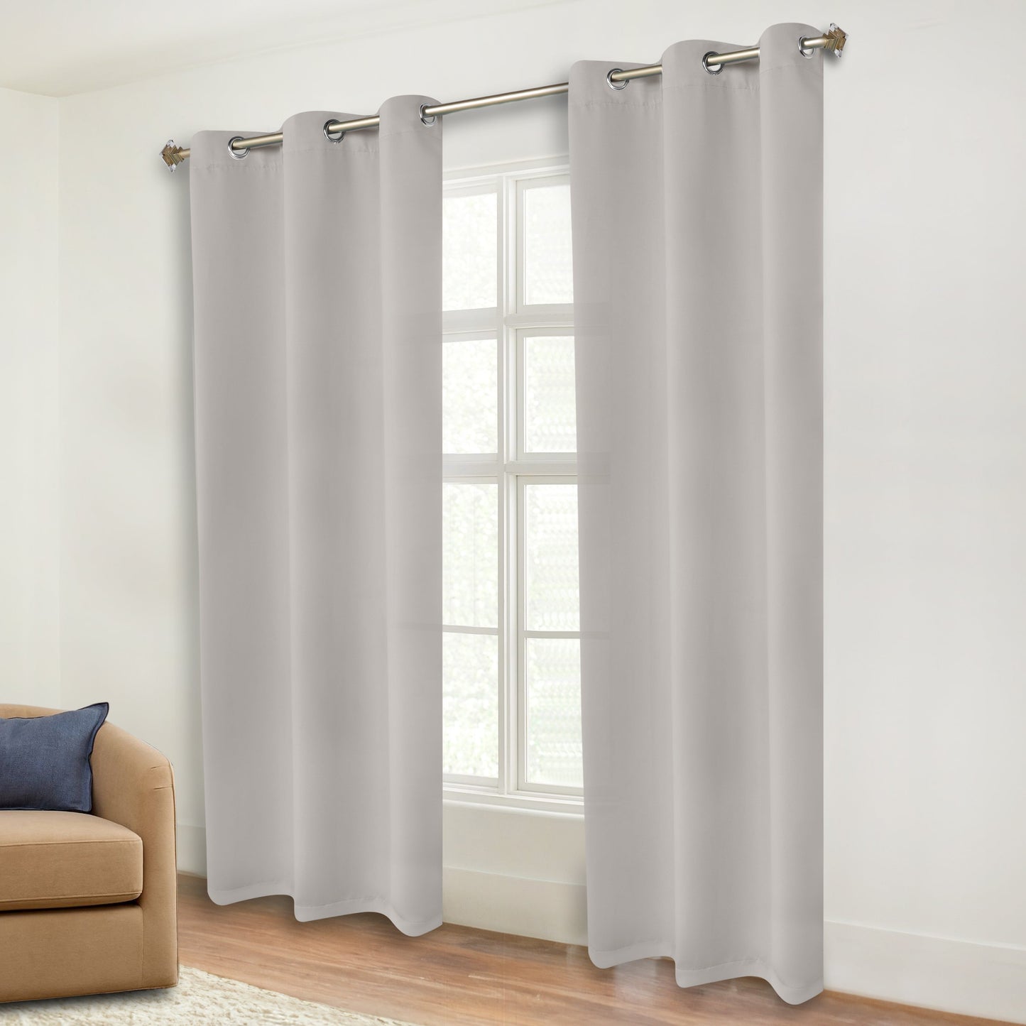 Classic Modern Solid Room Darkening Blackout Curtain Panels. Set of 2