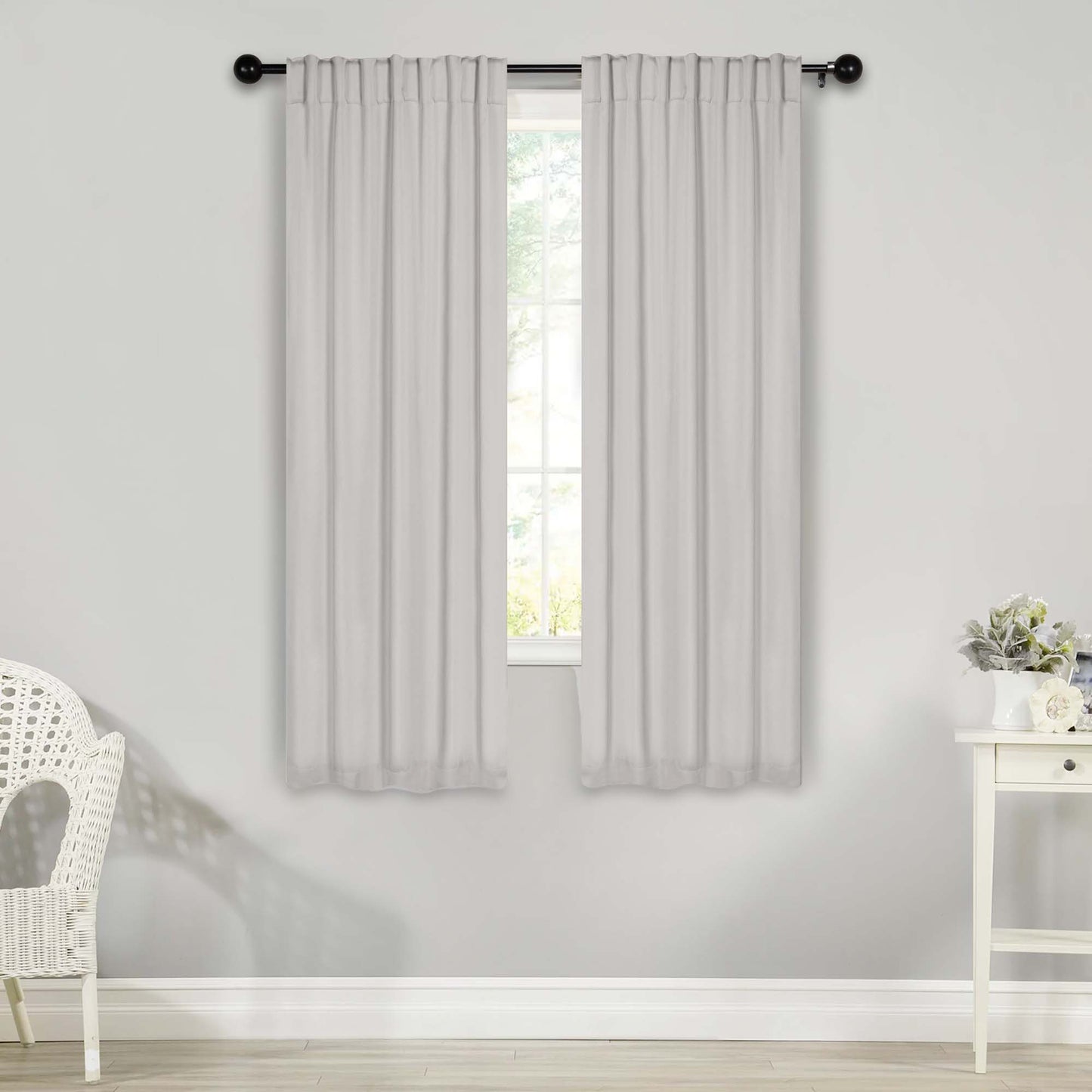 Solid Room Darkening Blackout Curtain Panels. Back Tabs. Set of 2