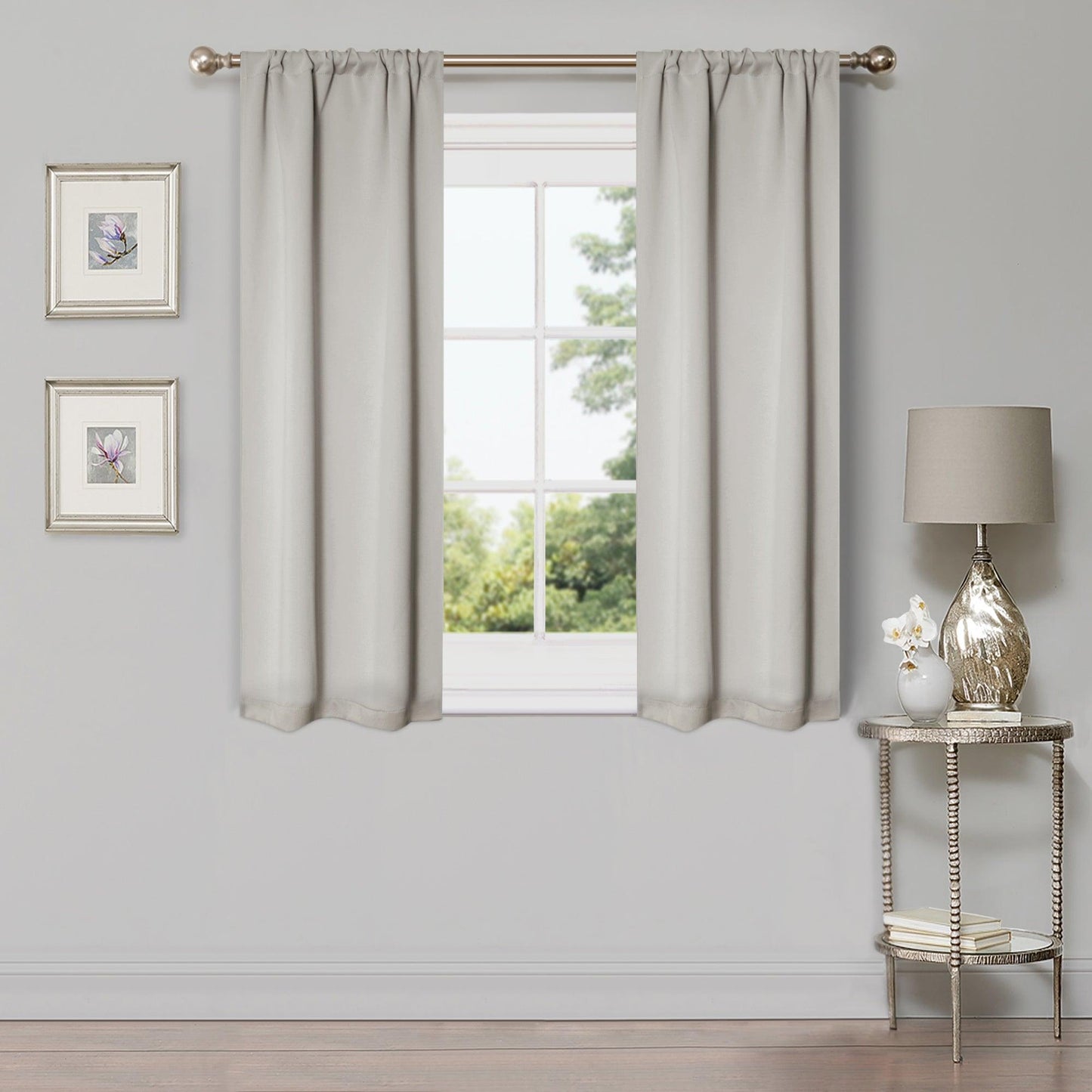 Solid Machine Washable Room Darkening Blackout Curtains. Set of 2