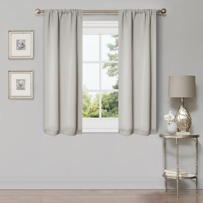 Solid Machine Washable Room Darkening Blackout Curtains. Set of 2